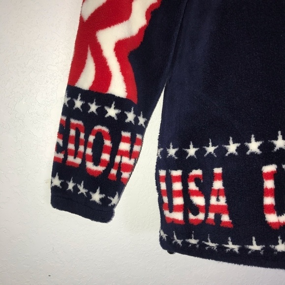 Red White Blue Zip Front USA Fleece Jacket M - Picture 5 of 6